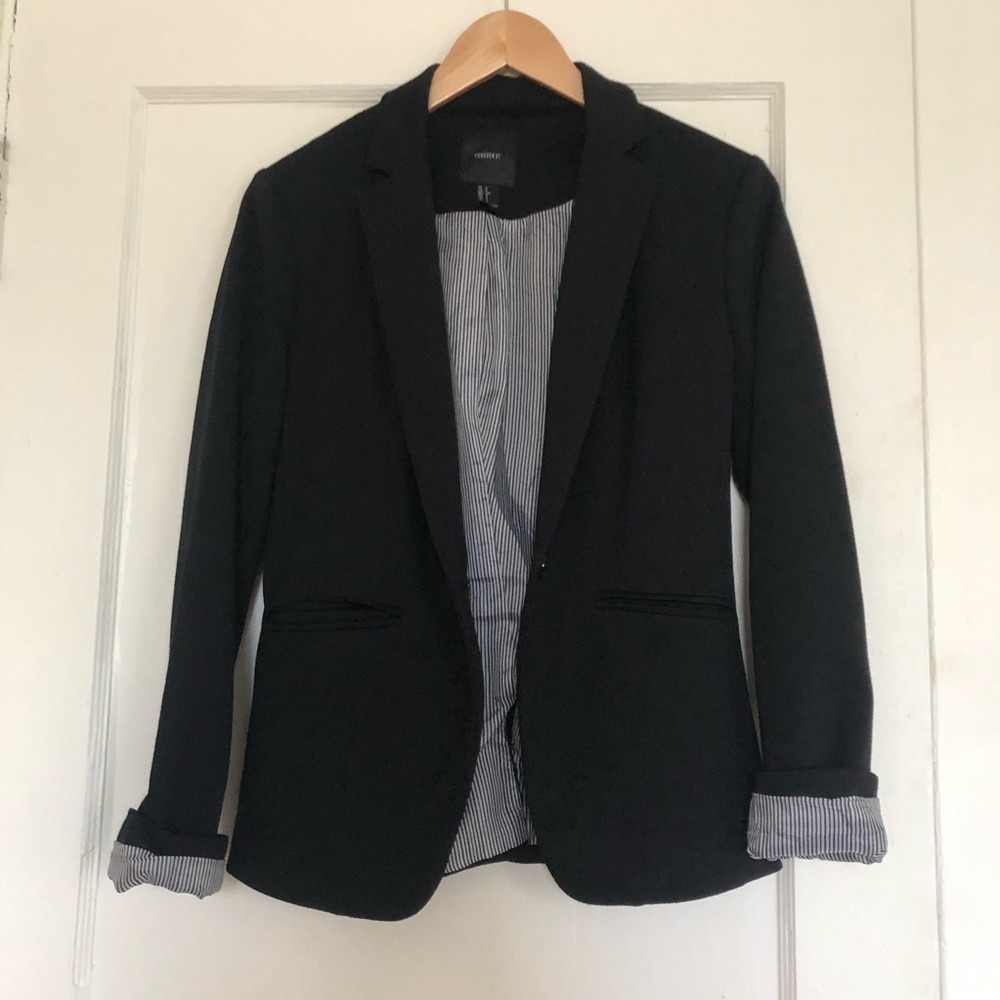 Black Blazer with Striped Detailing